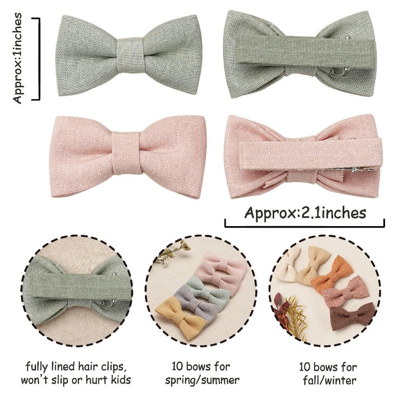 FANCY CLOUDS Baby Hair Clips with Baby Girl Bows,20pc Boutique Handmade Fully Lined Hair Barrettes Hair Accessories for All Age Girls Toddlers Infants - Image 2