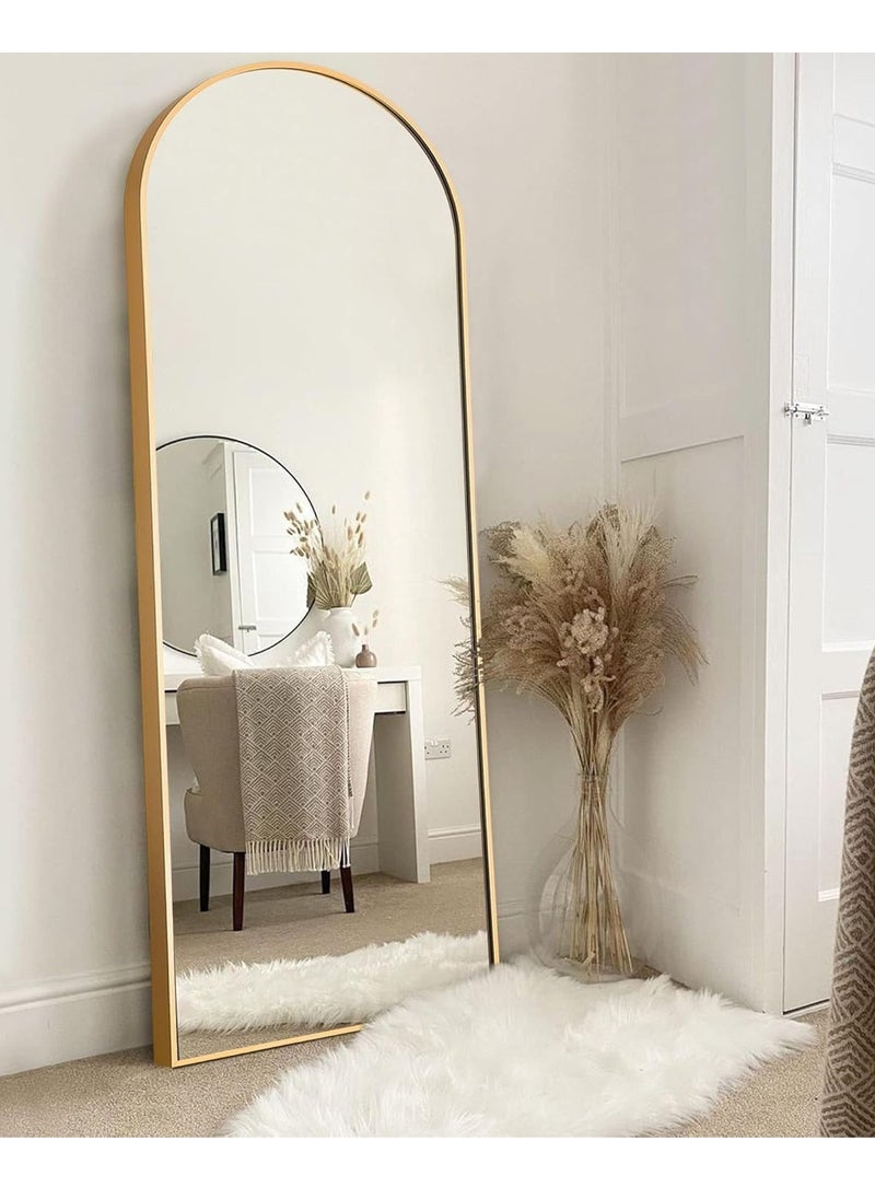 Decorhills Arched Full-Length Mirror – Modern & Elegant Full Body Mirror for Bedroom, Living Room, Makeup Room & Bathroom – Wall-Mounted or Freestanding – Large & Durable Design – Gold Frame, 80x180cm  - Image 2