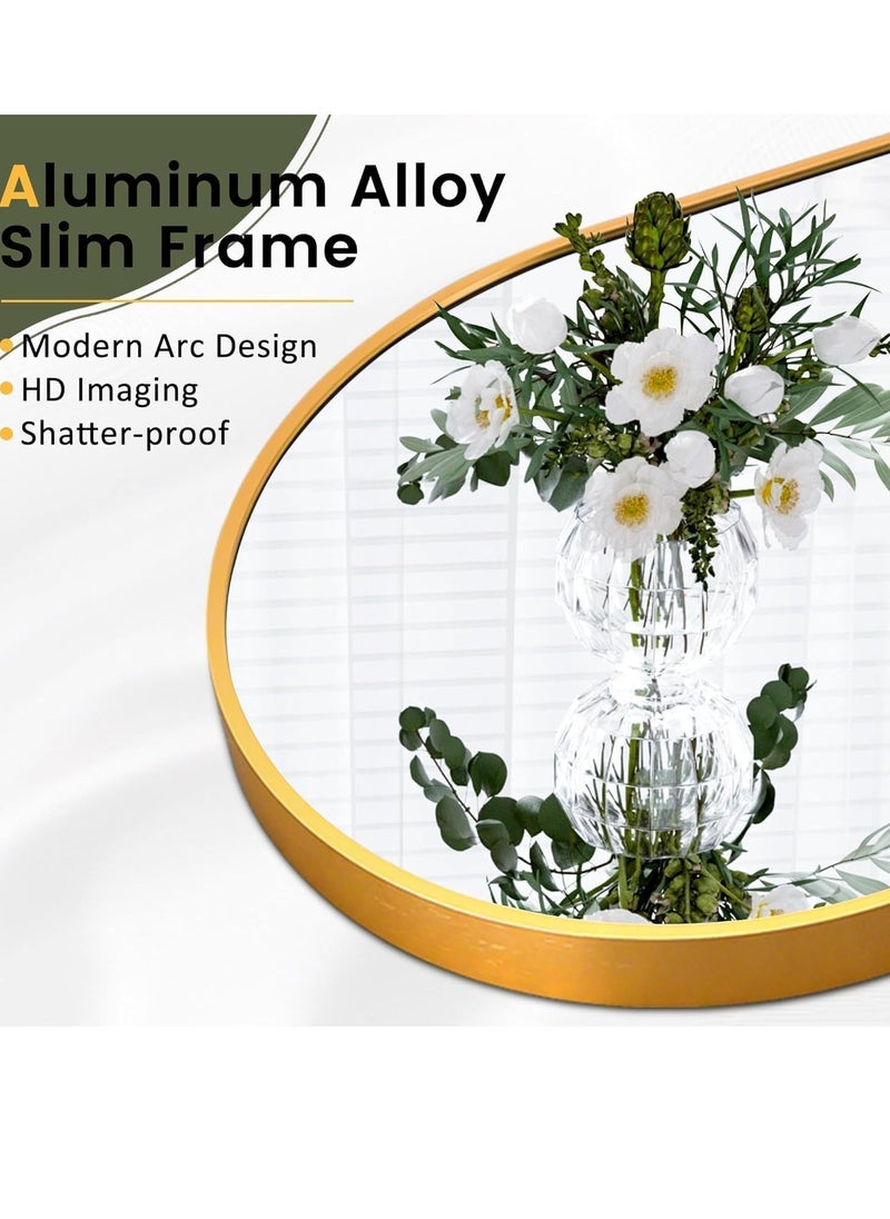 Decorhills Arched Full-Length Mirror – Modern & Elegant Full Body Mirror for Bedroom, Living Room, Makeup Room & Bathroom – Wall-Mounted or Freestanding – Large & Durable Design – Gold Frame, 80x180cm  - Image 5