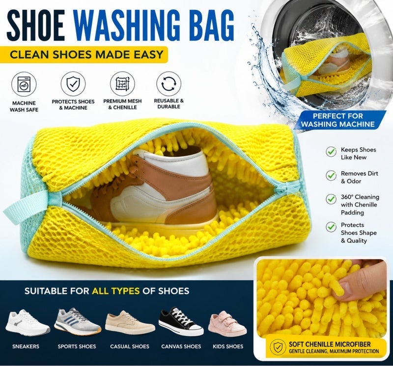 Earss Shoe Wash Bag for Washing Machine – Laundry Bag with Soft Protective Padding, Zipper Closure & Hanging Loop – Shoe Protector Pouch for Safe, No-Damage Cleaning – Fits Most Shoe Sizes - Image 2