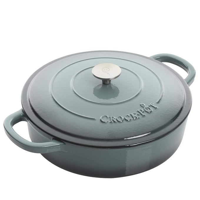 CROCKPOT CROCK POT ARTISAN ENAMELED CAST IRON BRAISER WLID 5 QUART SLATE GRAY