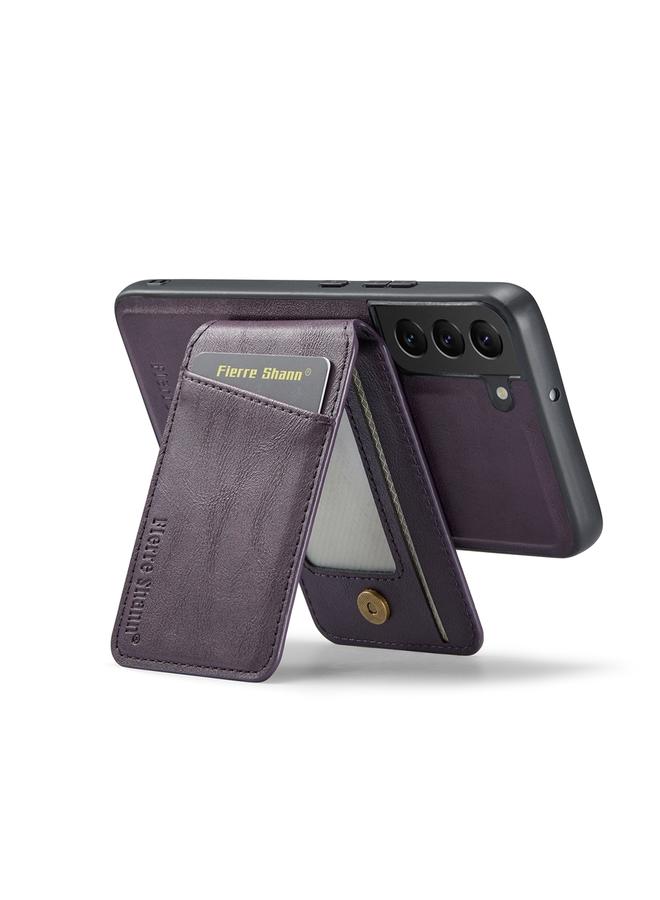 FIERRE SHANN Case For Samsung Galaxy S22+ 5G Fierre Shann Cowhide Vertical Flip Magnetic Card Holder Phone Case  - Image 5