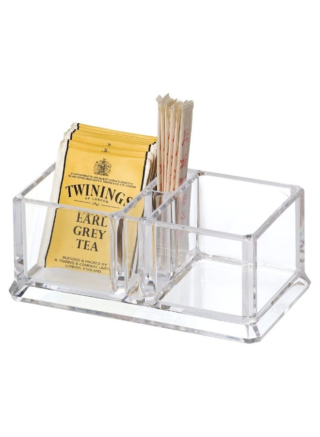 Yakri Clear Acrylic Two Lattices Tea Bags Holder Coffee Sugar Bag Case Guest Room Storage Boxes YTBH-001 - Image 1