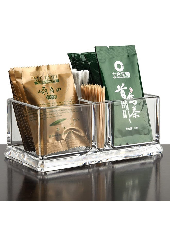 Yakri Clear Acrylic Two Lattices Tea Bags Holder Coffee Sugar Bag Case Guest Room Storage Boxes YTBH-001 - Image 2