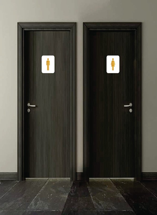 Vertical Root Inc MEN WOMEN Washroom Sign/Sticker.Premium Acrylic White Gold Restroom (Toilet) Signage.Easy Mount Self-Adhesive 3M Tape.For Office, Hotel, Hospital, Corporate, Bank & Commercial Spaces - Image 3