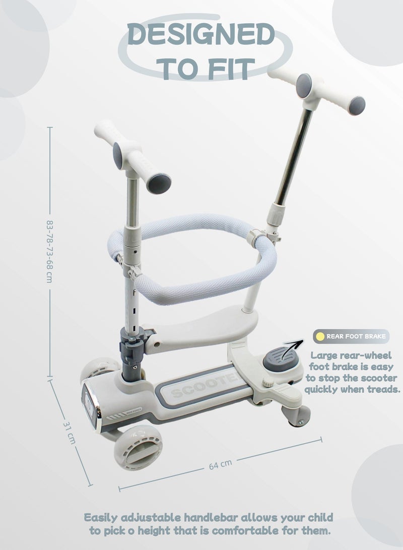 إيزي فيتشور سكوتر EASY FUTURE القابل للطي 3 في 1 للأطفال مع مقود قابل للتعديل ومقعد قابل للإزالة وقضيب دفع للوالدين وسياج للأطفال 360 درجة وسكوتر ركل ثلاثي العجلات للأطفال الصغار للأولاد والبنات من عمر 1 إلى 12 عامًا بما في ذلك مجموعة معدات الحماية الكاملة - Image 3