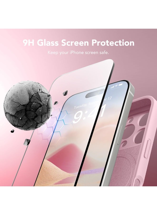 SUYDANBOX Magnetic for iPhone 16 Pro Case, Compatible with MagSafe, [Full Camera Protection][Screen Protector] Silicone Shockproof Protective Phone Case for iPhone 16 Pro 6.3",Pink - Image 5