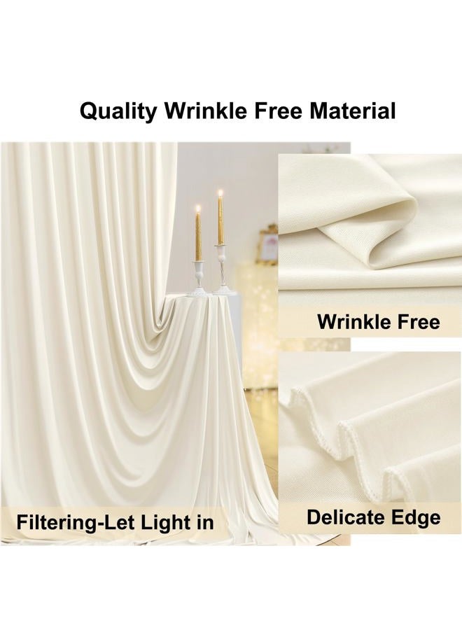 NSSONBEN ستارة خلفية خالية من التجاعيد 30 قدم × 8 قدم باللون العاجي لحفلات الزفاف، 6 لوحات 5×8 قدم من البوليستر السميك والناعم باللون العاجي، ستائر خلفية لحفلات عيد الميلاد وحفلات استقبال الأطفال وتصوير الديكور المنزلي - Image 3
