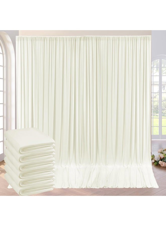 NSSONBEN ستارة خلفية خالية من التجاعيد 30 قدم × 8 قدم باللون العاجي لحفلات الزفاف، 6 لوحات 5×8 قدم من البوليستر السميك والناعم باللون العاجي، ستائر خلفية لحفلات عيد الميلاد وحفلات استقبال الأطفال وتصوير الديكور المنزلي - Image 1