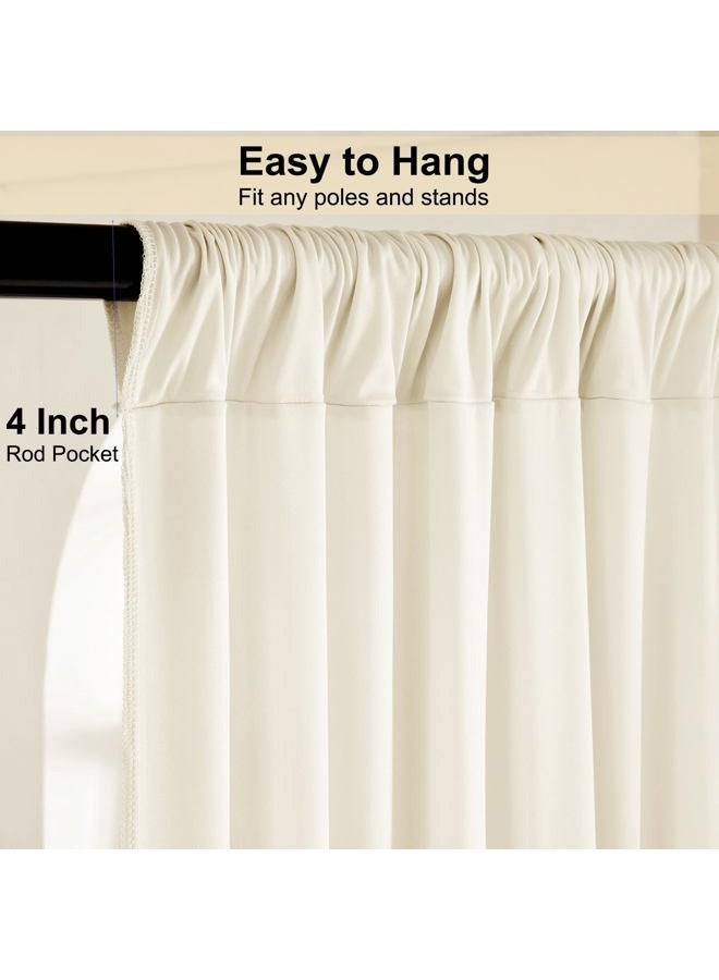 NSSONBEN ستارة خلفية خالية من التجاعيد 30 قدم × 8 قدم باللون العاجي لحفلات الزفاف، 6 لوحات 5×8 قدم من البوليستر السميك والناعم باللون العاجي، ستائر خلفية لحفلات عيد الميلاد وحفلات استقبال الأطفال وتصوير الديكور المنزلي - Image 4