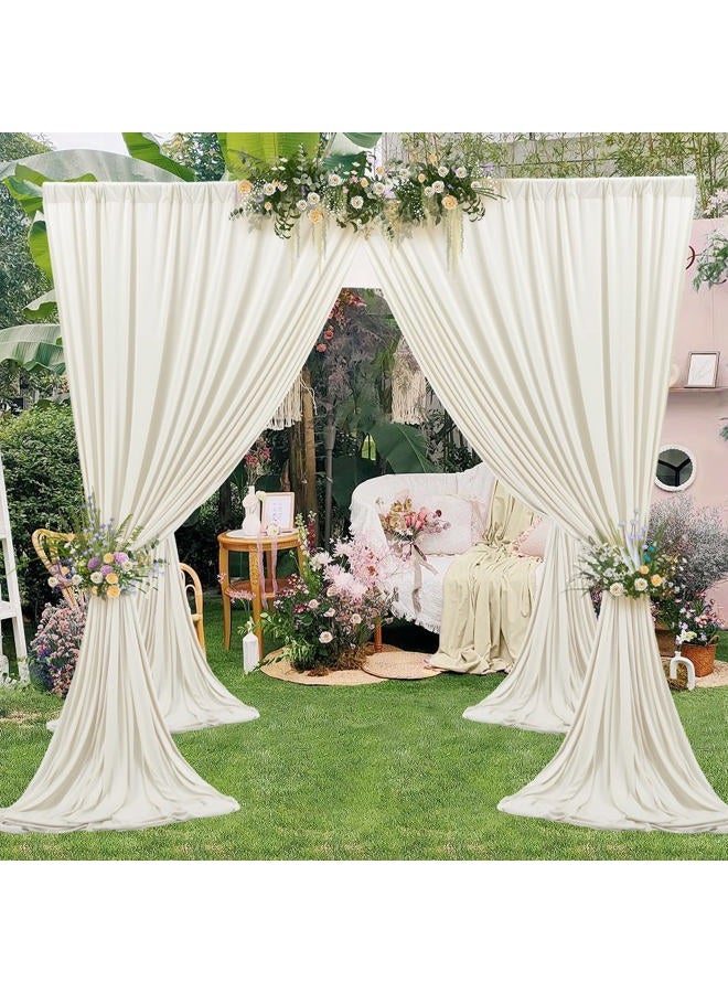 NSSONBEN ستارة خلفية خالية من التجاعيد 30 قدم × 8 قدم باللون العاجي لحفلات الزفاف، 6 لوحات 5×8 قدم من البوليستر السميك والناعم باللون العاجي، ستائر خلفية لحفلات عيد الميلاد وحفلات استقبال الأطفال وتصوير الديكور المنزلي - Image 2