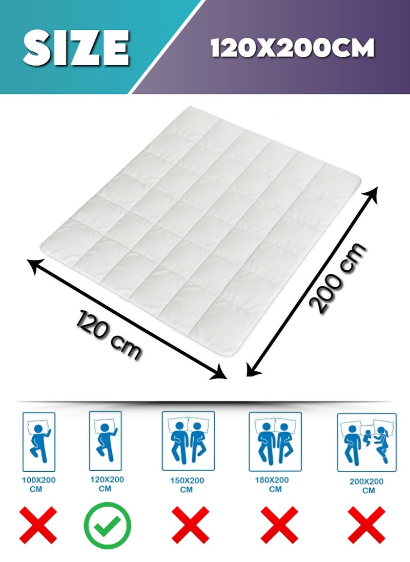Quilted Mattress Protector 200TC Top With Non Woven Interlining and 4 Corner Elastic 120x200cm