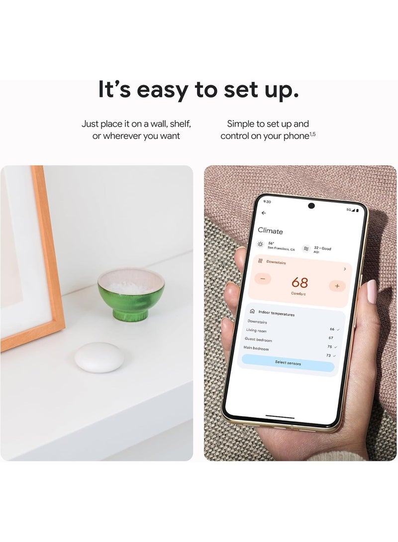 Google Nest Temperature Sensor (2nd Gen) - Room Comfort Sensor with Scheduling - Works with The Nest Learning Thermostat (3rd and 4th Gen) and Nest Thermostat E - Porcelain, White - Image 3