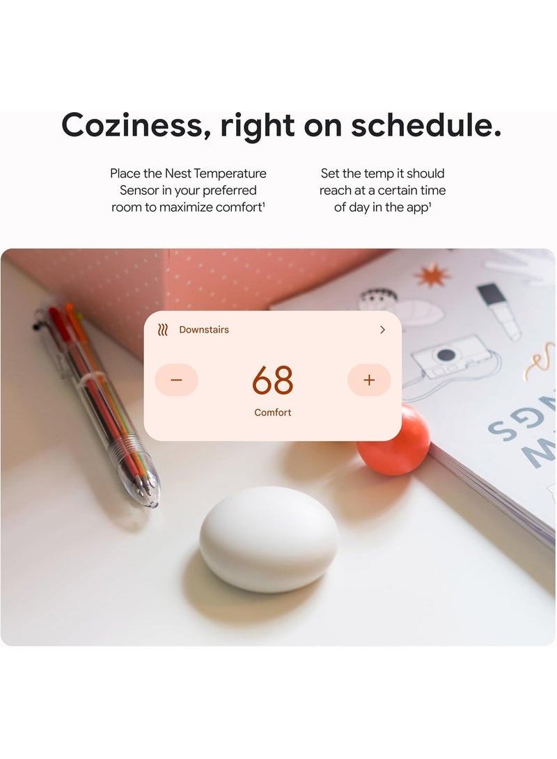 Google Nest Temperature Sensor (2nd Gen) - Room Comfort Sensor with Scheduling - Works with The Nest Learning Thermostat (3rd and 4th Gen) and Nest Thermostat E - Porcelain, White - Image 4