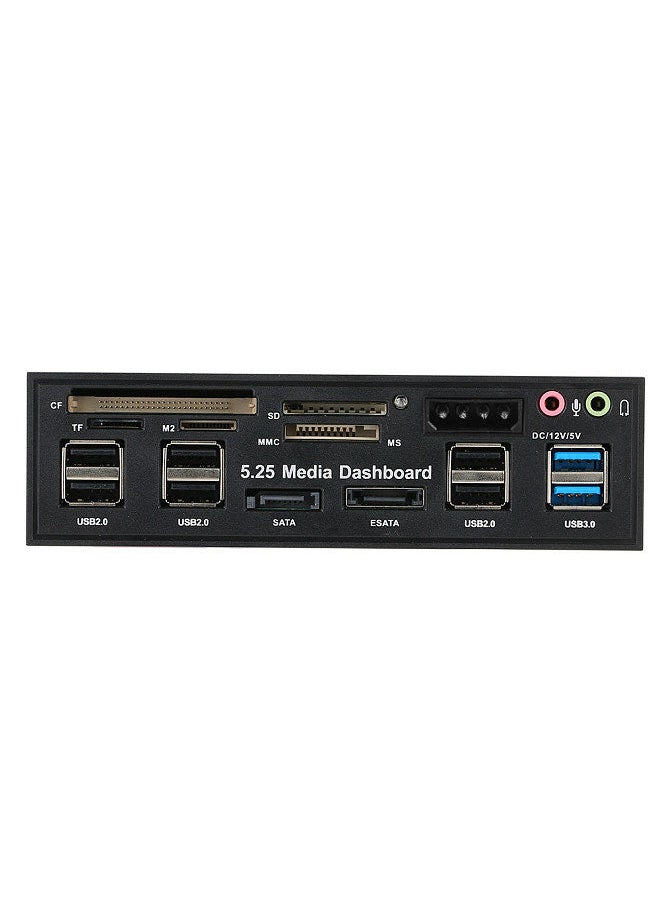 Generic - Multi-Function USB 3.0 Hub eSATA SATA Port Internal Card Reader PC Dashboard Media Front Panel Audio for SD MS CF TF M2 MMC Memory Cards Fits 5.25 - Image 1