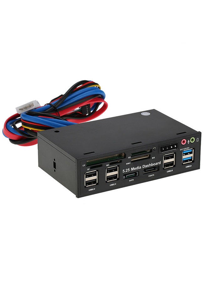 Generic - Multi-Function USB 3.0 Hub eSATA SATA Port Internal Card Reader PC Dashboard Media Front Panel Audio for SD MS CF TF M2 MMC Memory Cards Fits 5.25 - Image 1