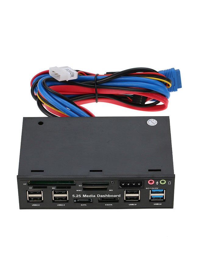 Generic - Multi-Function USB 3.0 Hub eSATA SATA Port Internal Card Reader PC Dashboard Media Front Panel Audio for SD MS CF TF M2 MMC Memory Cards Fits 5.25 - Image 1