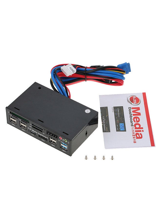 Generic - Multi-Function USB 3.0 Hub eSATA SATA Port Internal Card Reader PC Dashboard Media Front Panel Audio for SD MS CF TF M2 MMC Memory Cards Fits 5.25 - Image 1