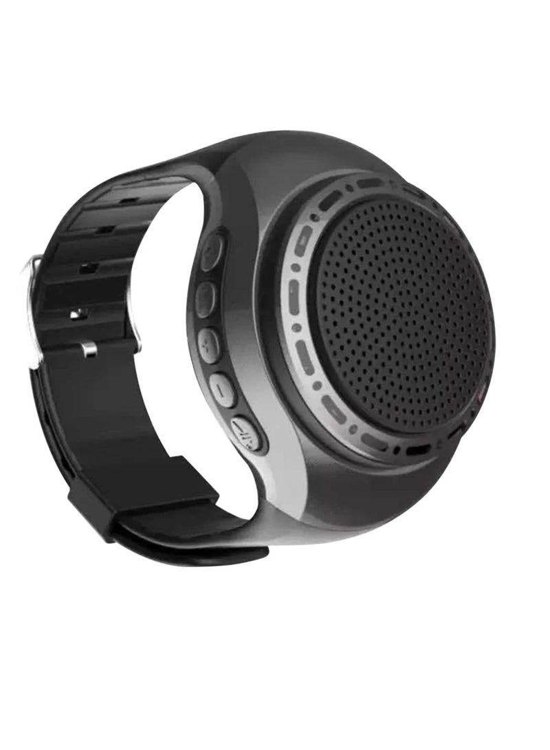 AROAQ U6 Wrist Watch Bluetooth Speaker, High Volume Running Sports Bracelet Speaker, Cool Lightening Wireless Subwoofer With Multi Function MP3 Player And FM Radio For Hiking, Climbing, (Black, Round)  - Image 1