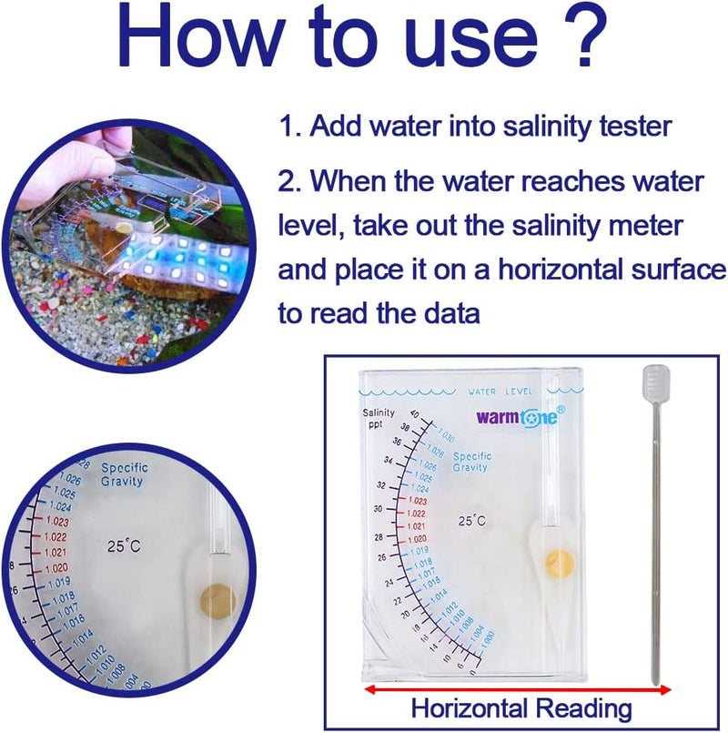 Abnaok Salinity r, Sea Specific Gravity Test for Fish Tank Pond Water Saltwater Freshwater, Accurate Automatic Hydrometer - Image 4