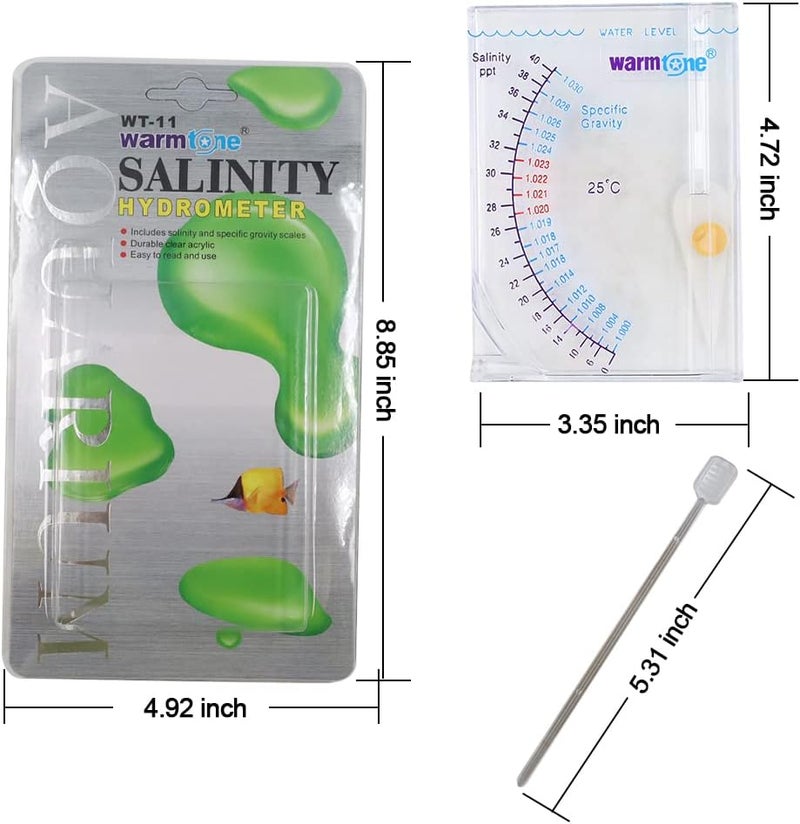 Abnaok Salinity r, Sea Specific Gravity Test for Fish Tank Pond Water Saltwater Freshwater, Accurate Automatic Hydrometer - Image 2
