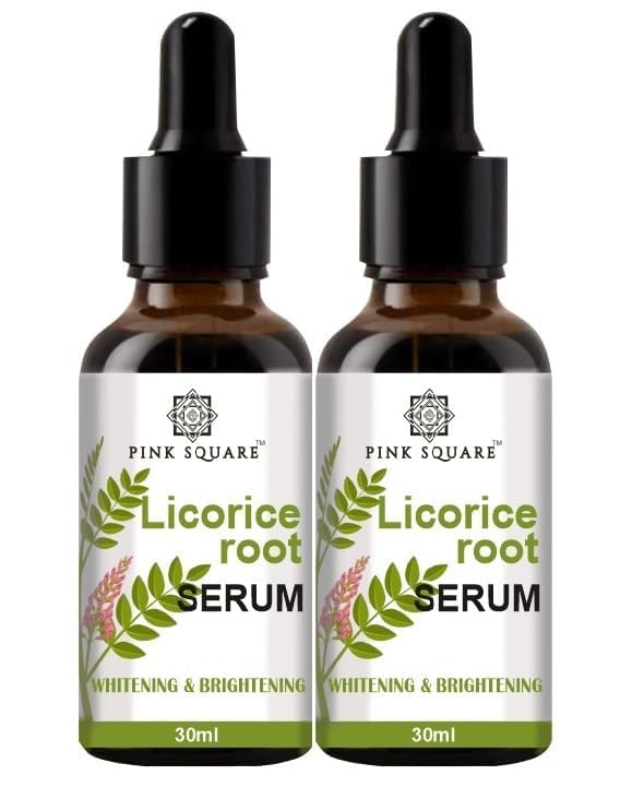 Pink Square Licorice Root Serum Liquid Extract For Skin Brightening  Radiant Glow  Reduce Dark Patches 30 ML Pack of 2 - Image 1