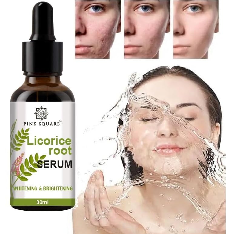 Pink Square Licorice Root Serum Liquid Extract For Skin Brightening  Radiant Glow  Reduce Dark Patches 30 ML Pack of 2 - Image 3