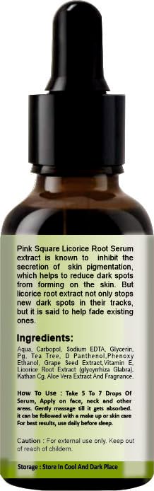 Pink Square Licorice Root Serum Liquid Extract For Skin Brightening  Radiant Glow  Reduce Dark Patches 30 ML Pack of 2 - Image 4