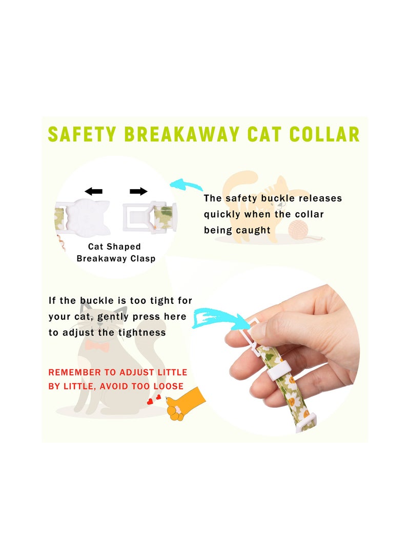 SYOSI Airtag Cat Collar, Kitten Collar Breakaway with Silicone Airtag Holder, Bells & Flower Charm for Girl Cats Boy Cats Small Dogs (Luminous Green) - Image 3