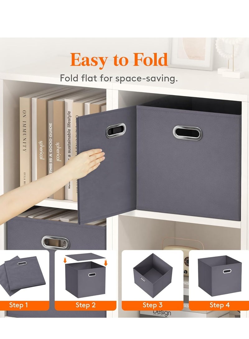 لوفت منظم، صندوق تخزين، مجموعة من 4 قطع، الطول 31.2 × العرض 31 × الارتفاع 31.5 سم، رمادي غامق، كتان، كرتون - 138885A - Image 3
