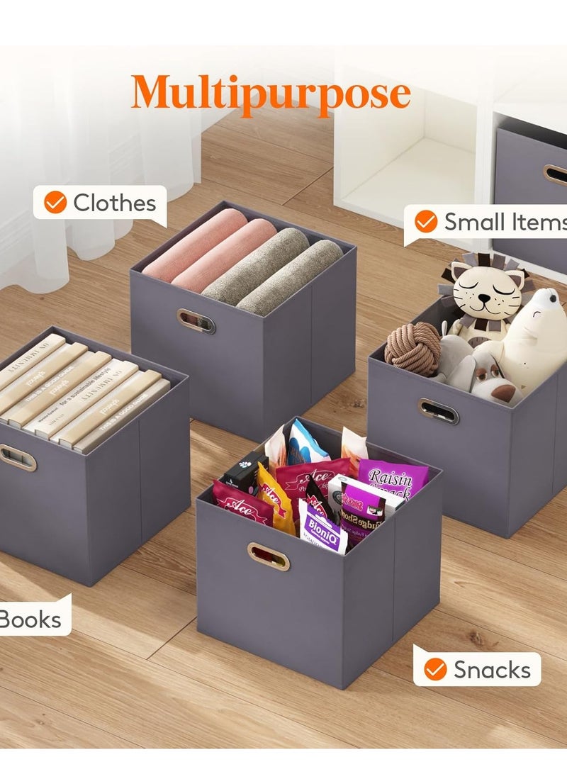 لوفت منظم، صندوق تخزين، مجموعة من 4 قطع، الطول 31.2 × العرض 31 × الارتفاع 31.5 سم، رمادي غامق، كتان، كرتون - 138885A - Image 2