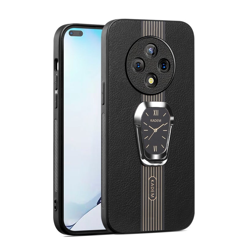 HuHa Case Cover For vivo Y300 Pro Magnetic Litchi Leather Back Phone Case with Holder(Black) - Image 1