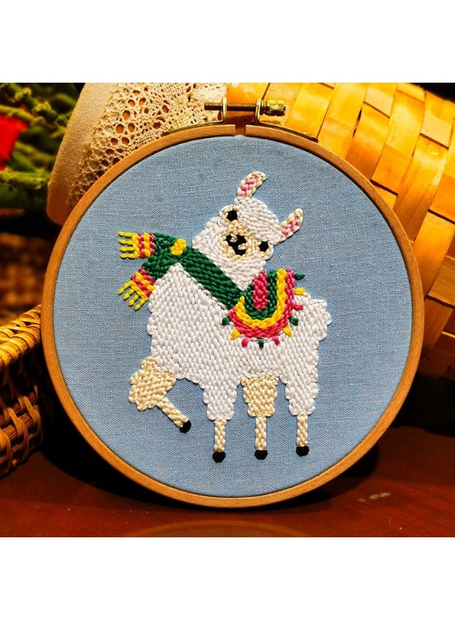 حزمة مواد DIY لجميع الأعمار: كرتون يونيكورن بالحجم 16 سم مع غرز ملونة - Image 1