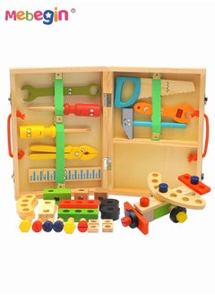MEBEGIN Portable Simulation Toolbox Kit, Woodworking Tools Toys, Pretend Play Tool Kits, Non-toxic Construction Role Play Toys, Suitable for Role-playing, Educational Learning, Great for Family Gatherings, Indoor and Outdoor Activities  - Image 2