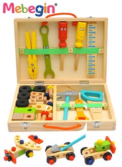 MEBEGIN Portable Simulation Toolbox Kit, Woodworking Tools Toys, Pretend Play Tool Kits, Non-toxic Construction Role Play Toys, Suitable for Role-playing, Educational Learning, Great for Family Gatherings, Indoor and Outdoor Activities  - Image 1