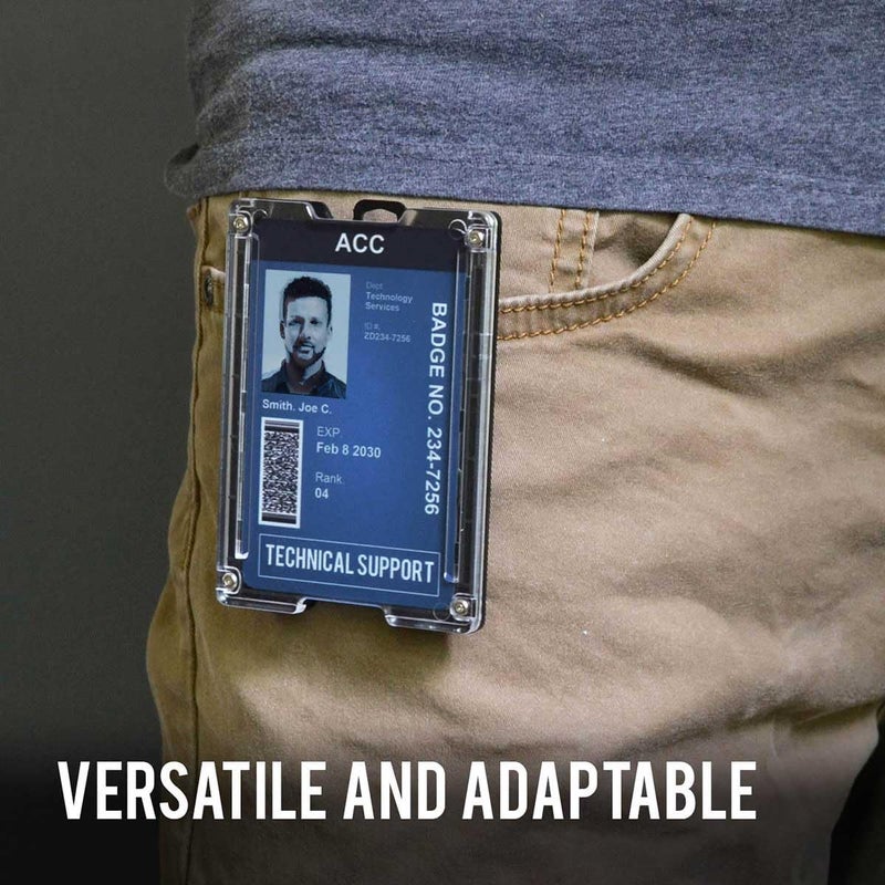 Badge Holder/Wallet - Durable Polycarbonate ID/Credit Holder with Metal Clip and 4 Cards Slot (Holds 1to 4 Cards) Black - Image 4