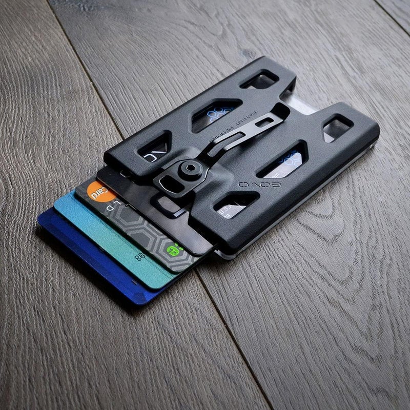 Badge Holder/Wallet - Durable Polycarbonate ID/Credit Holder with Metal Clip and 4 Cards Slot (Holds 1to 4 Cards) Black - Image 3