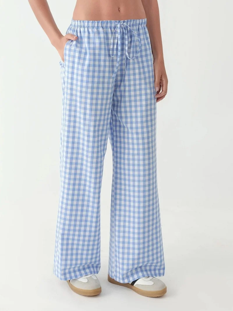 زوبعة بنطلون كاروهات واسع الساق