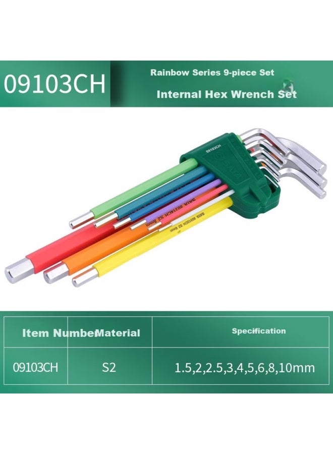 Sata Rainbow Series 9-piece Extra-long Hex Key Set 09103ch - Image 1