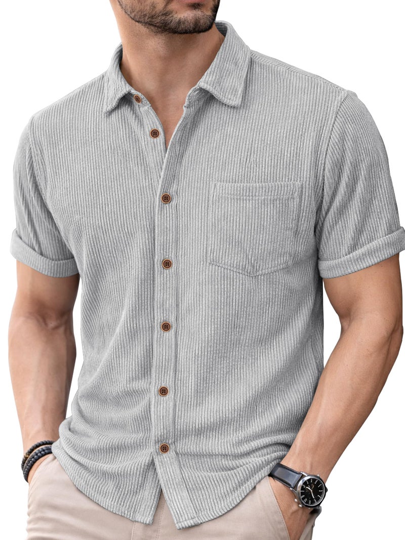 Noble Monk Mens Solid Casual Shirts |Half Sleeve Shirts for Men | Regular Fit Shirt for Man | Stylish Textured Shirt for Men - Image 1