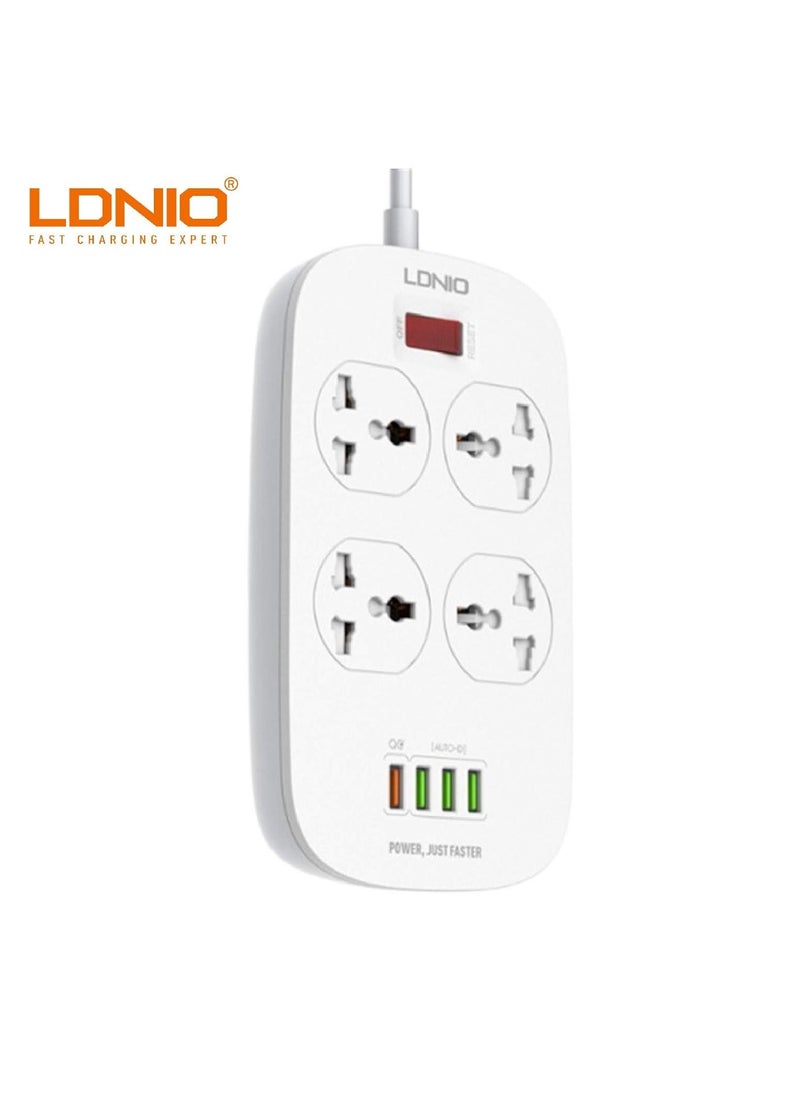 LDNIO - LDNIO SC4407 New Model Defender Series Qualcomm 3.0 Quick Charge 4 Ways Socket 4 USB with one QC 3.0 Port Multifunction Power Surge Protector 2 metres Cord - Image 1