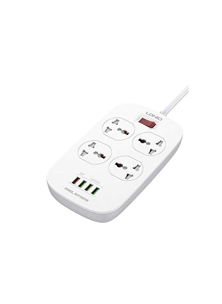 LDNIO - LDNIO SC4407 New Model Defender Series Qualcomm 3.0 Quick Charge 4 Ways Socket 4 USB with one QC 3.0 Port Multifunction Power Surge Protector 2 metres Cord - Image 1