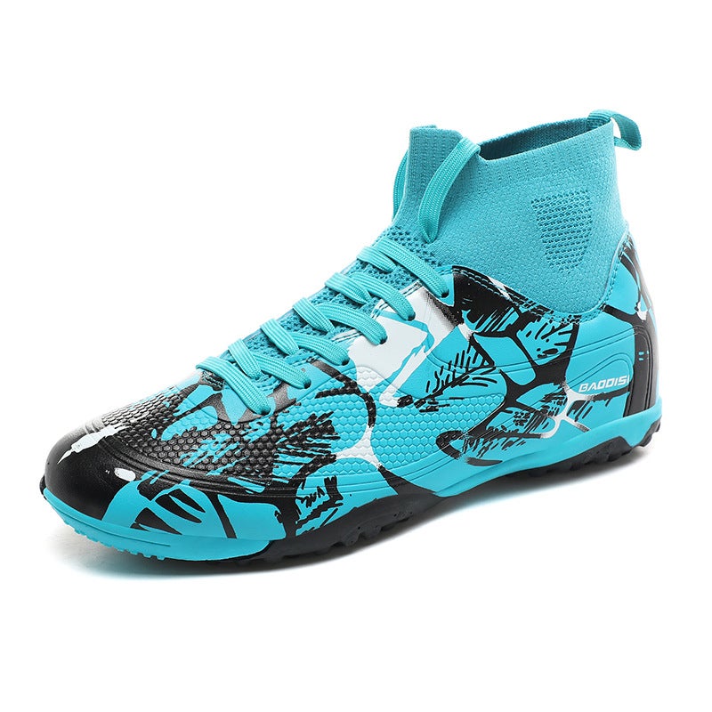 2802 High-Top Football Shoes Leather Fg Spikes Tf Broken Nails Flat Bottom Hg Nail Bottom Children Adolescent Male And Female Sneaker - Image 1