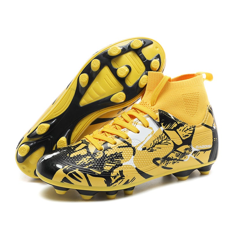 2802 High-Top Football Shoes Leather Fg Spikes Tf Broken Nails Flat Bottom Hg Nail Bottom Children Adolescent Male And Female Sneaker - Image 5