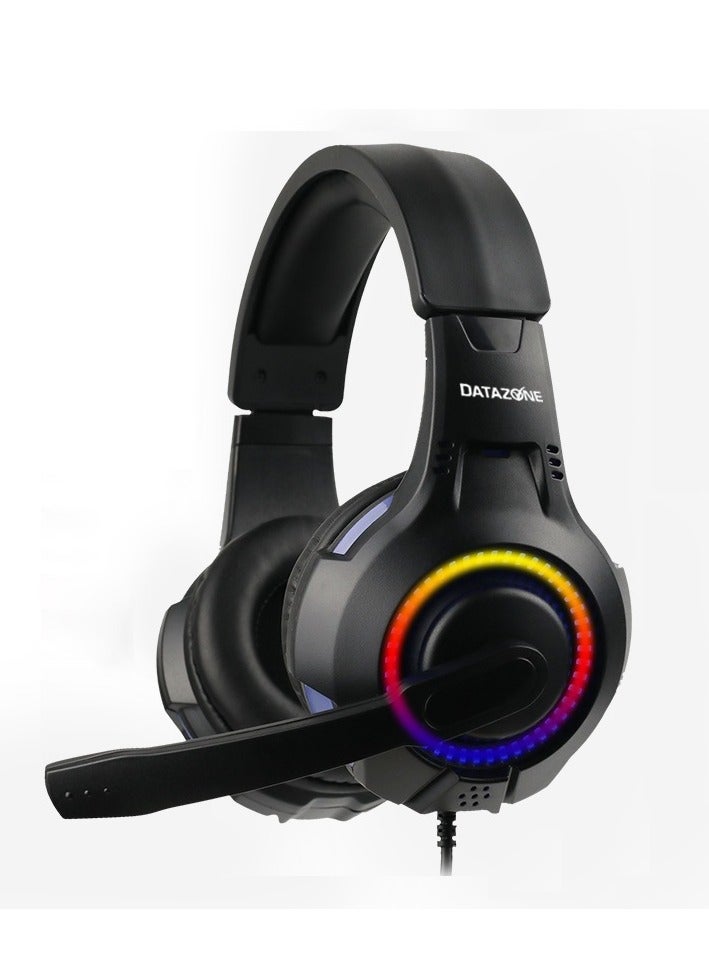 Datazone Gaming Headset with RGB Lighting and Noise-Isolating Microphone-Wired For PS5, PS4, laptops, Xbox and PC - Image 1