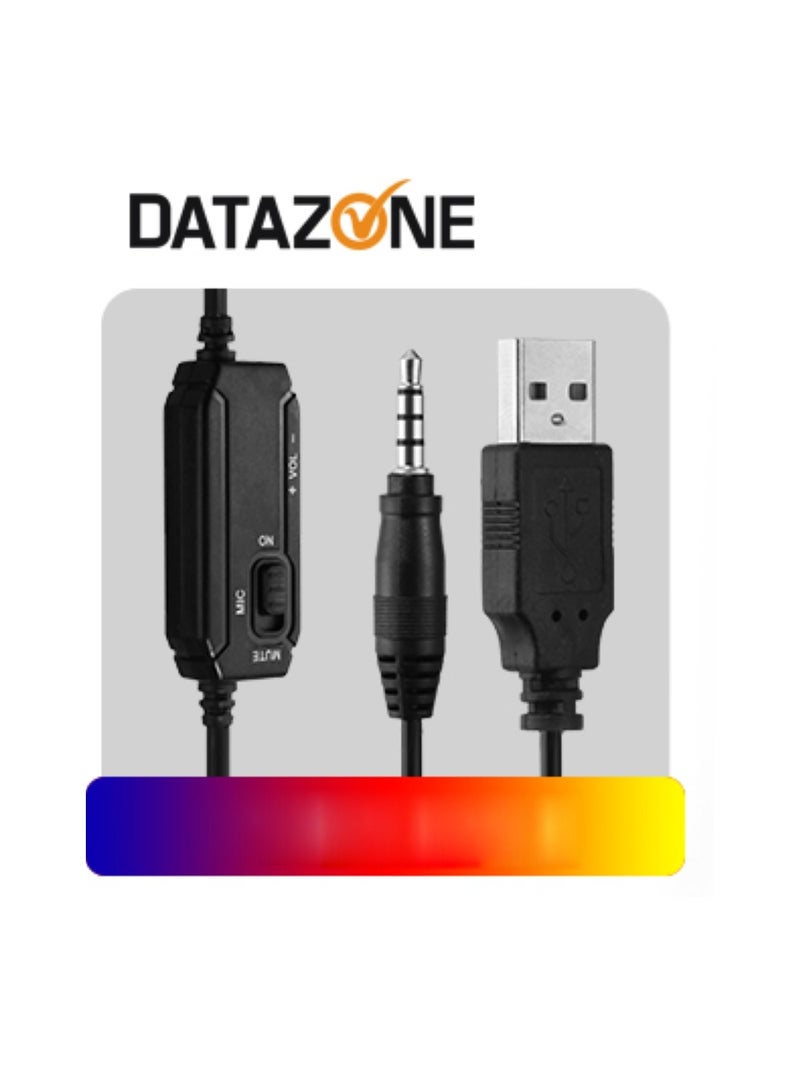 Datazone Gaming Headset with RGB Lighting and Noise-Isolating Microphone-Wired For PS5, PS4, laptops, Xbox and PC - Image 3