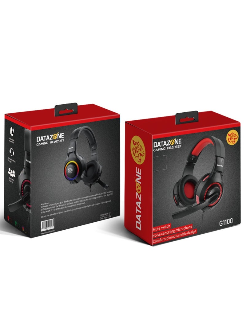 Datazone Gaming Headset with RGB Lighting and Noise-Isolating Microphone-Wired For PS5, PS4, laptops, Xbox and PC - Image 4