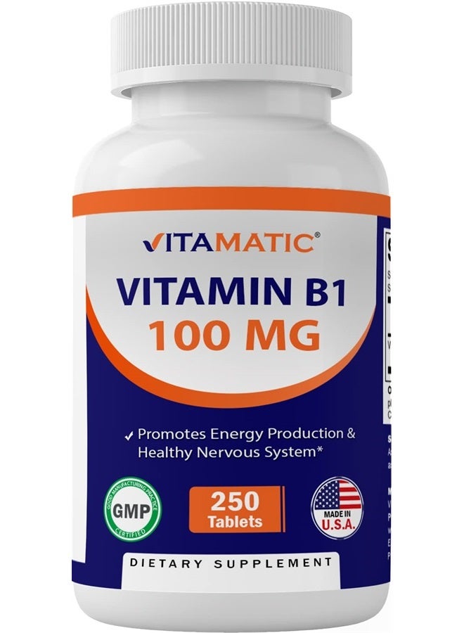 Vitamatic Vitamin B1 (As Thiamine Mononitrate) 100 mg - 250 Vegetarian Tablets - Image 1