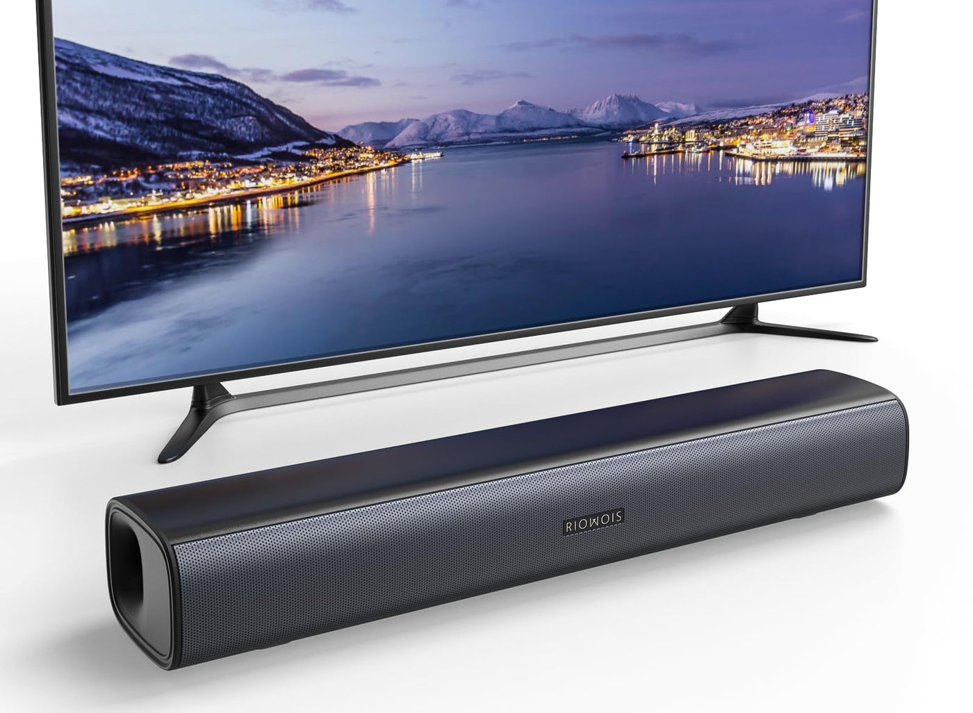 RIOWOIS Sound Bar for Smart TV, Soundbar for TV with Bass Reflector and Easy Set up, Home Audio Surround Sound System for TV PC Projector, Wall Mountable