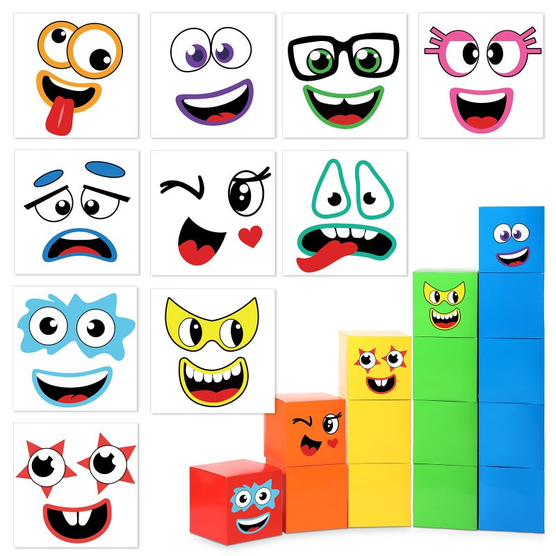 Frienda 20 Pcs Number Birthday Party Decoration Stickers Blocks Themed Blocks Face PVC Stickers Adhesive in 10 Designs for Decoration Birthday Party Supplies - Image 3